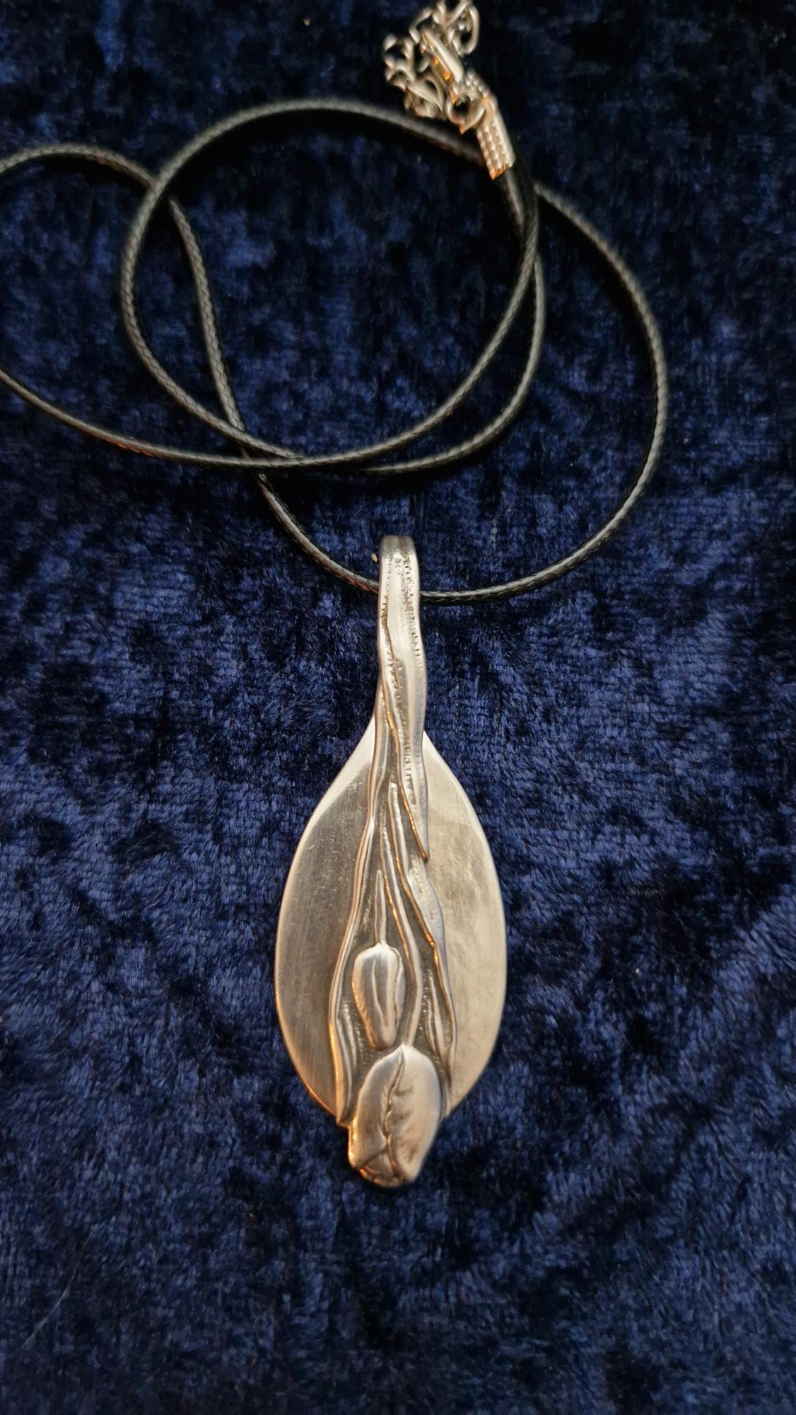 Heavy silver plated pendant of vintage spoon