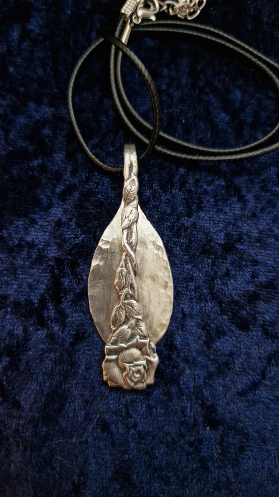 Heavy silver plated pendant of vintage spoon