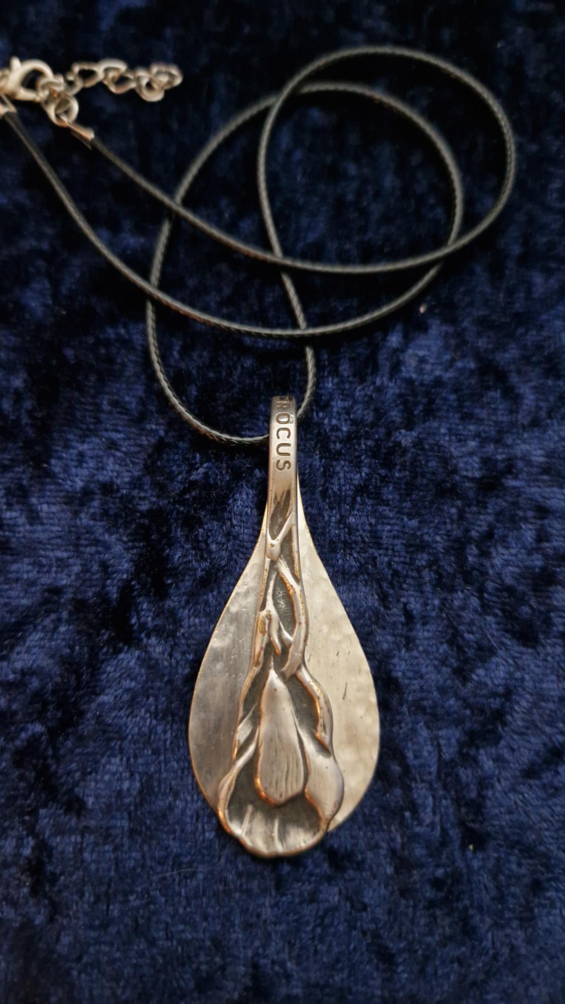 Heavy silver plated pendant of vintage spoon