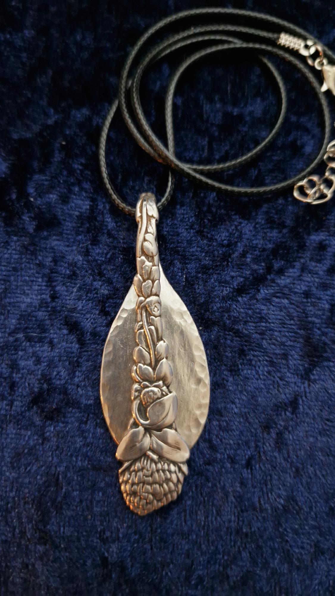 Heavy silver plated pendant of vintage spoon