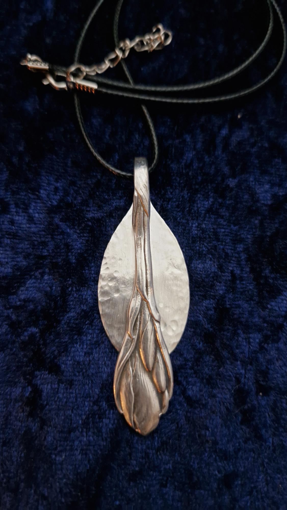 Heavy silver plated pendant of vintage spoon