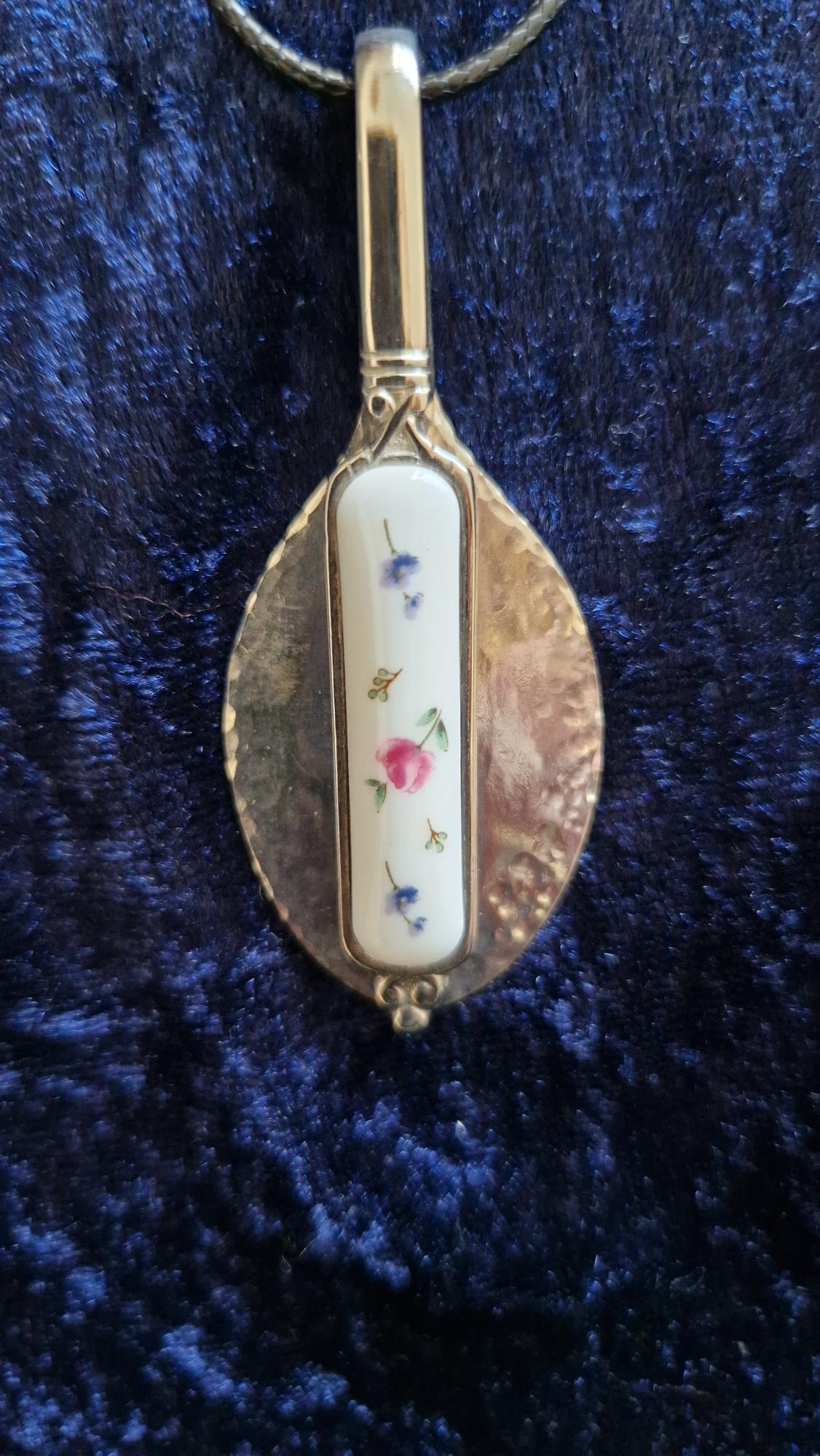 Heavy silver plated pendant of vintage spoon