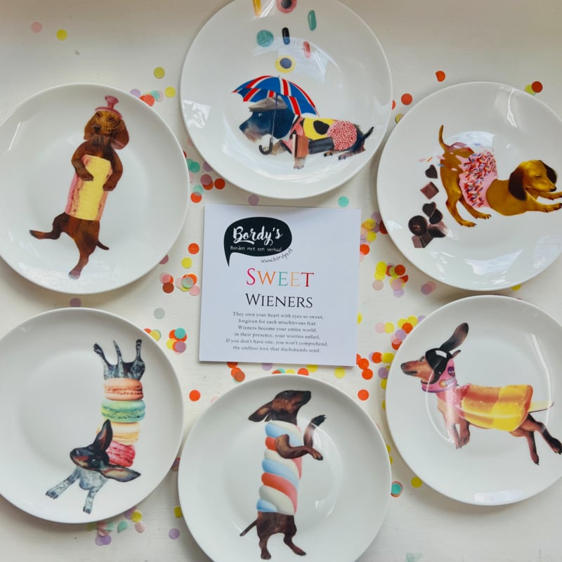 Sweet Wieners - Set van 6 gebaksbordjes