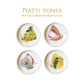 La Dolce Vita di una Farfalla – Piatti Fondi | Set van 4 Diepe Borden
