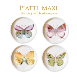 La Dolce Vita di una Farfalla – Piatti Maxi | Set van 4 Maxi Borden