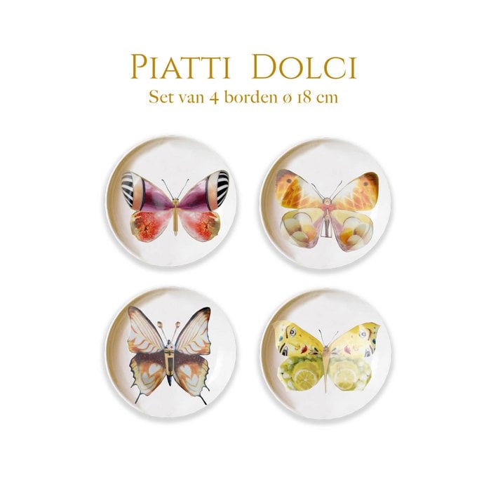 La Dolce Vita di una Farfalla – Piatti Dolci | Set van 4 Dessertborden