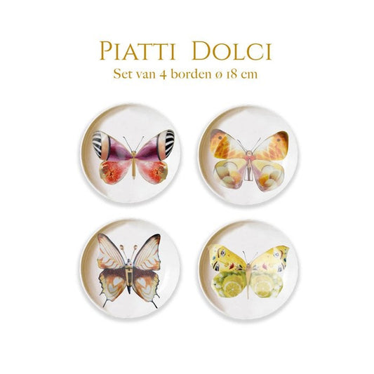 La Dolce Vita di una Farfalla – Piatti Dolci | Set van 4 Dessertborden