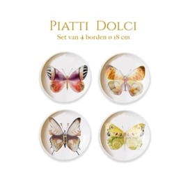 La Dolce Vita di una Farfalla – Piatti Dolci | Set van 4 Dessertborden