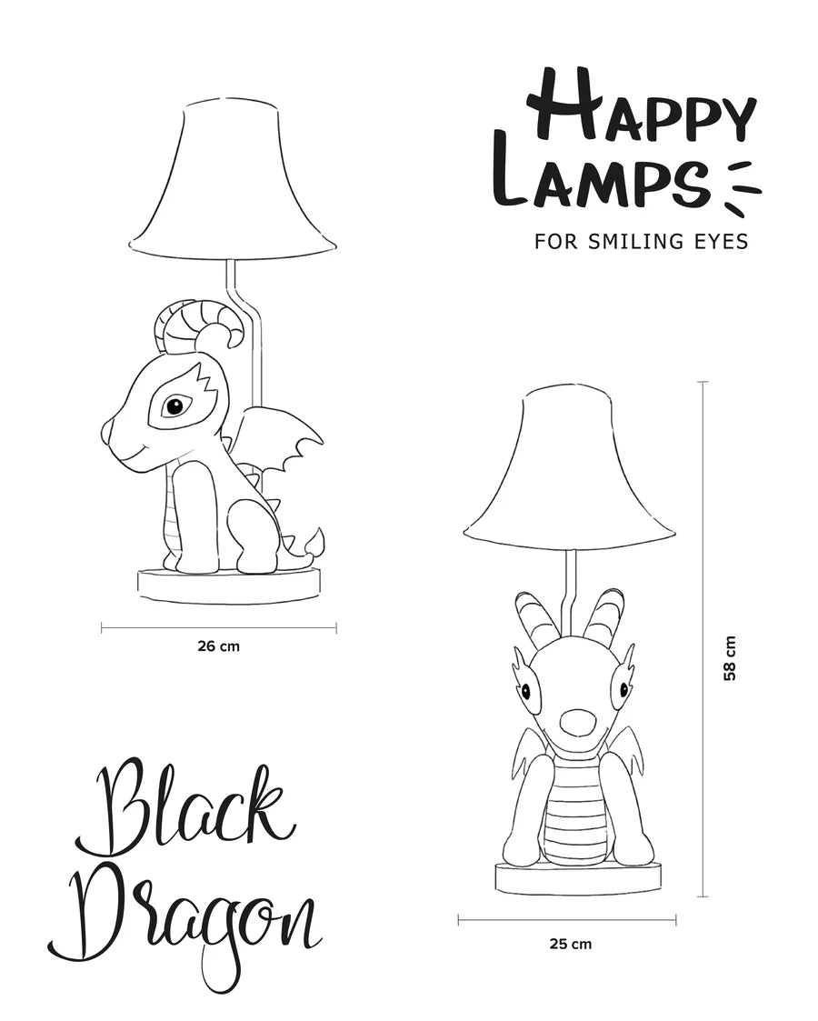 Black Dragon – De stoere draak tafellamp met LED – Happy Lamps