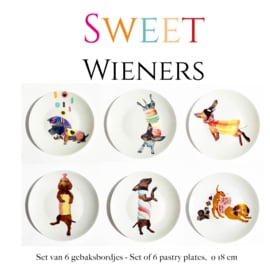 Sweet Wieners - Set van 6 gebaksbordjes