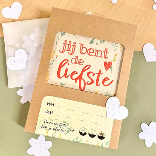 Bloeikaart met Confetti – "Jij bent de Liefste"