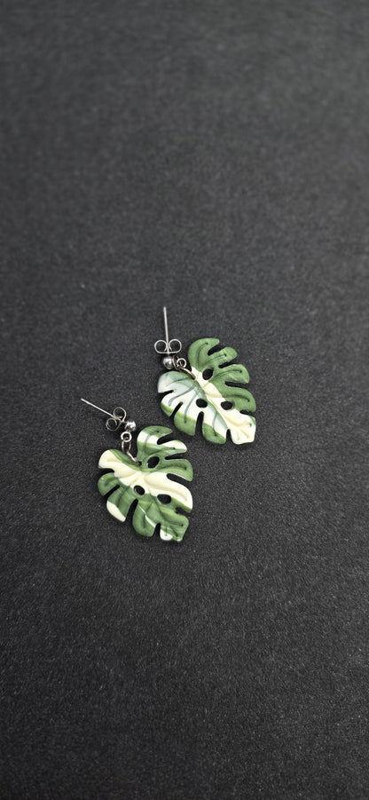 Variegata monstera blad oorbellen