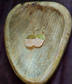 Half-circle brass earrings with polymer clay stone