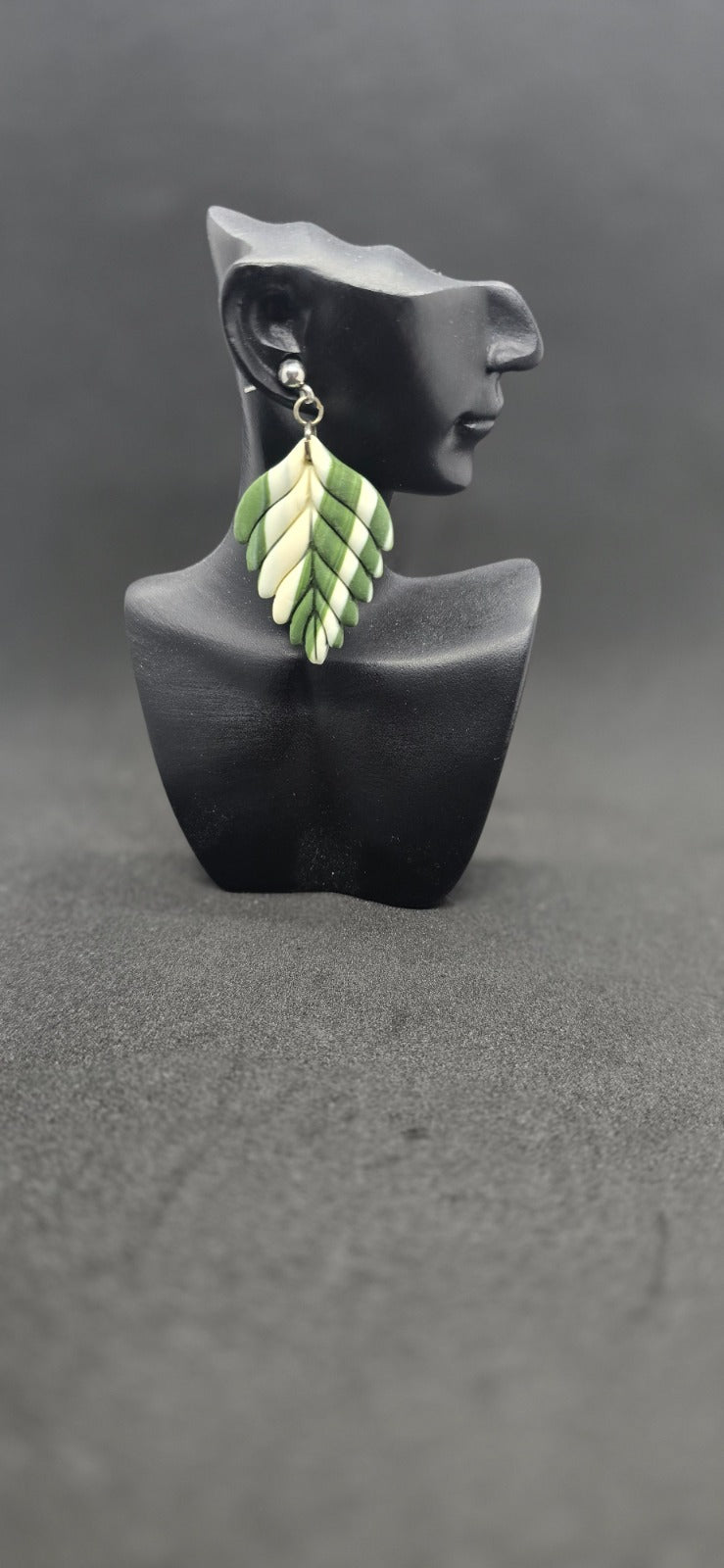 Variegated leaf earrings