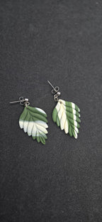 Variegated leaf earrings