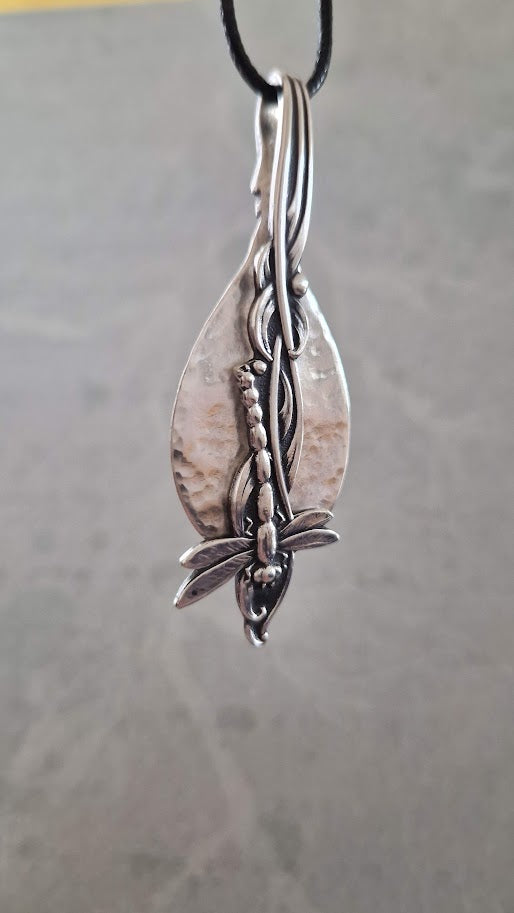 Dragonfly Pendant made of vintage spoon