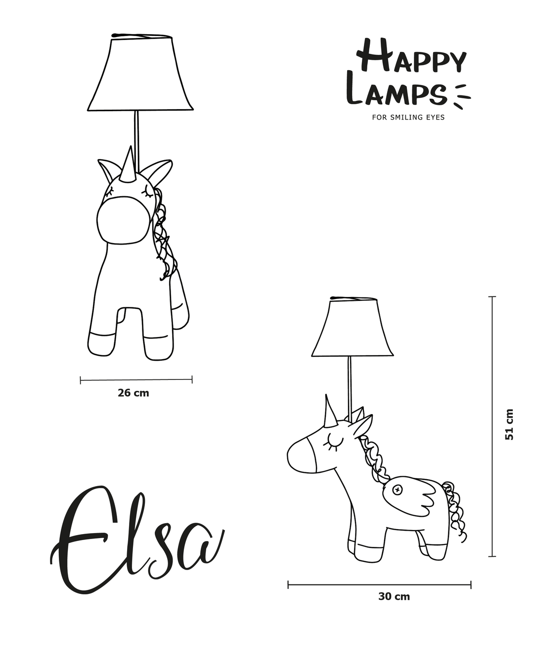 Elsa – De magische eenhoorn – Tafellamp met LED – Happy Lamps