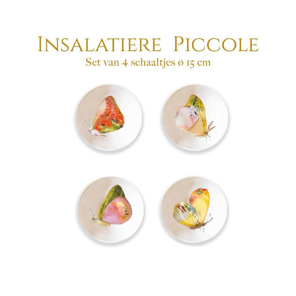 La Dolce Vita di una Farfalla – Picnic Salads | Set of 4 Porcelain Bowls