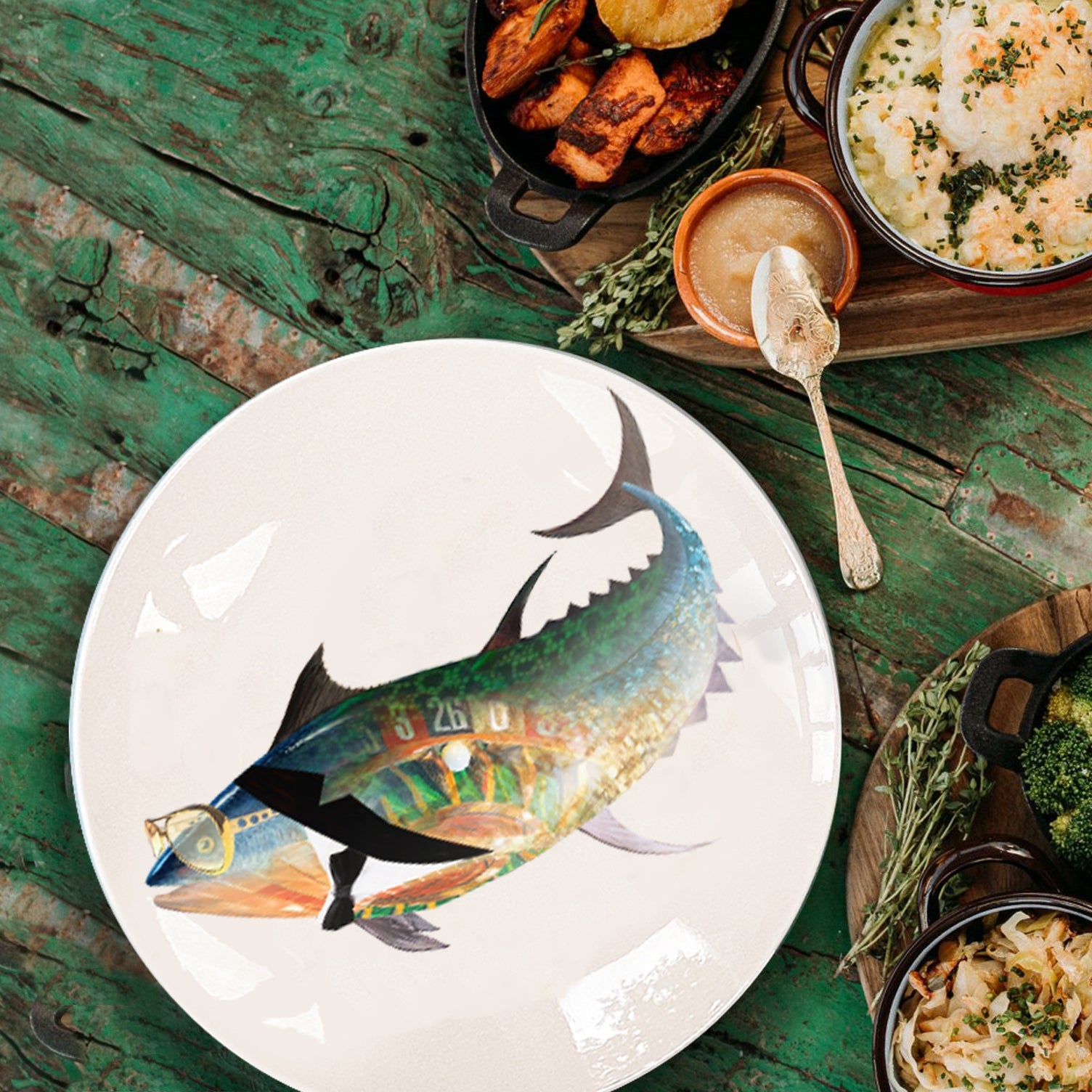 The Culinary Catch no.3 The Nightlife Catch - set of 4 dinner plates