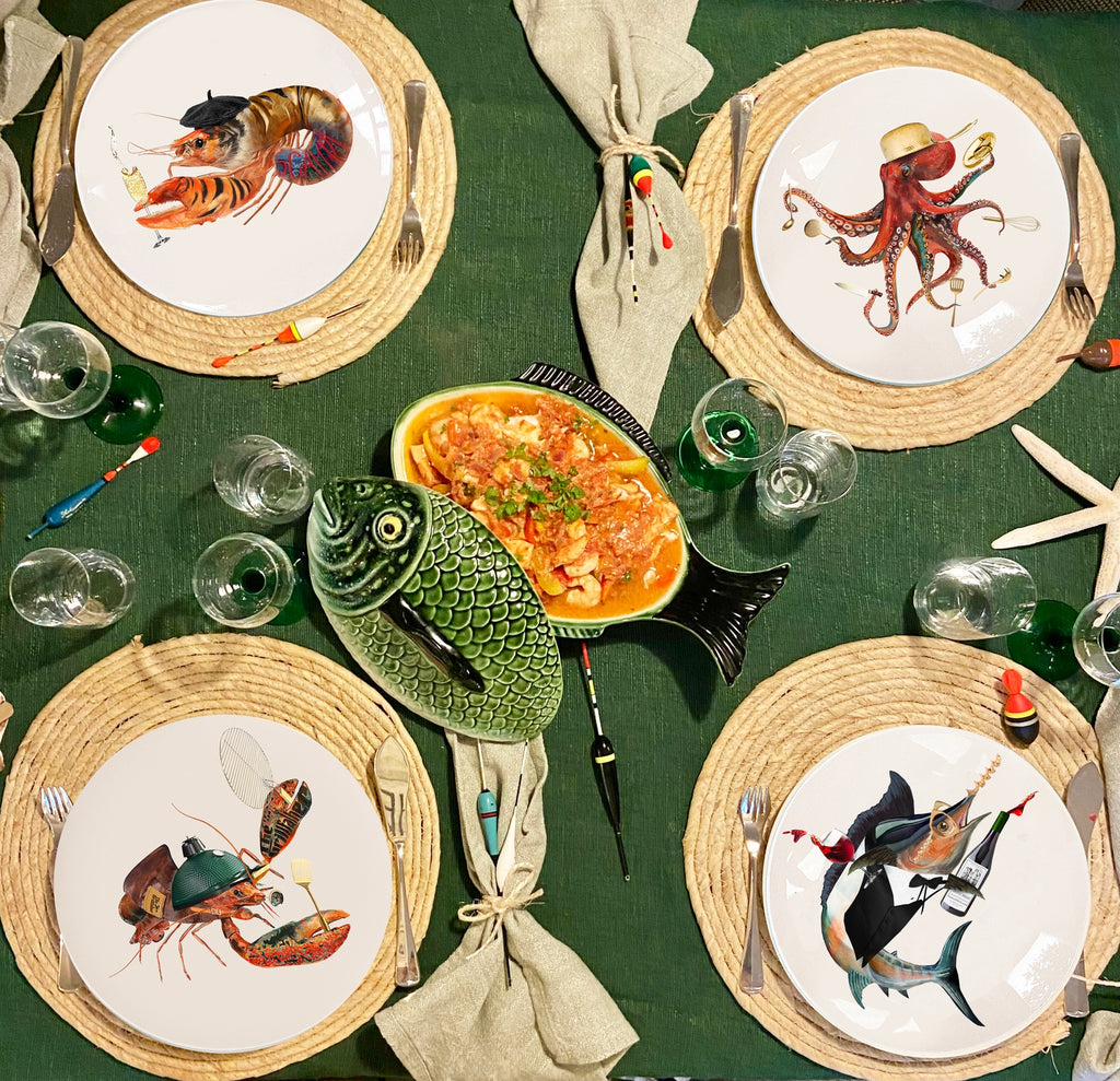 The Culinary Catch No. 1 – set of 4 dinner plates