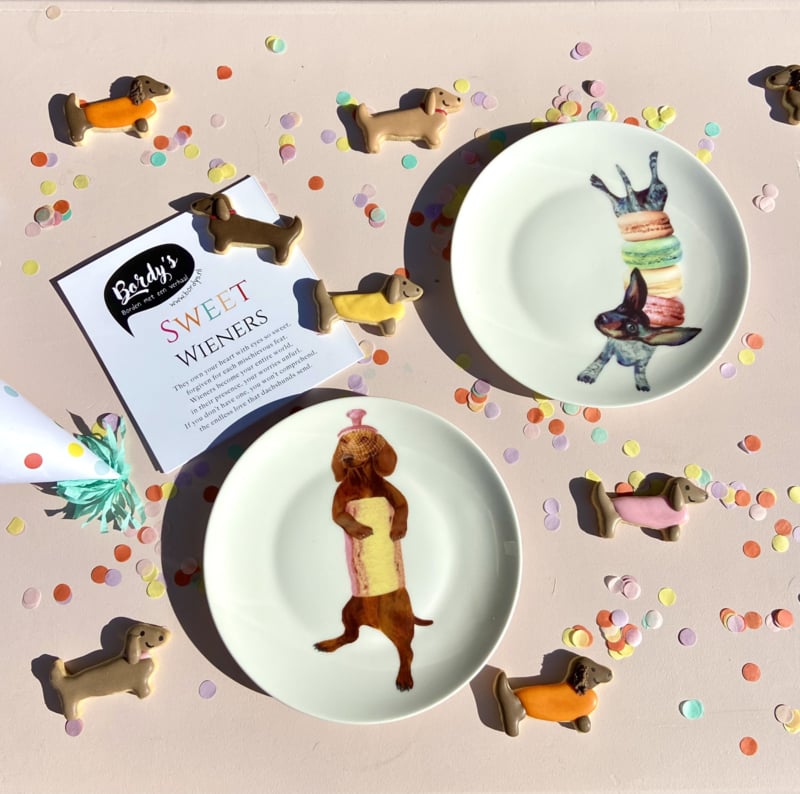 Sweet Wieners - Set of 6 cake plates