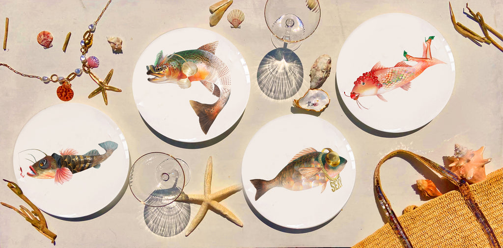 The Culinary Catch no.2 The Sunset Catch – set of 4 dinner plates