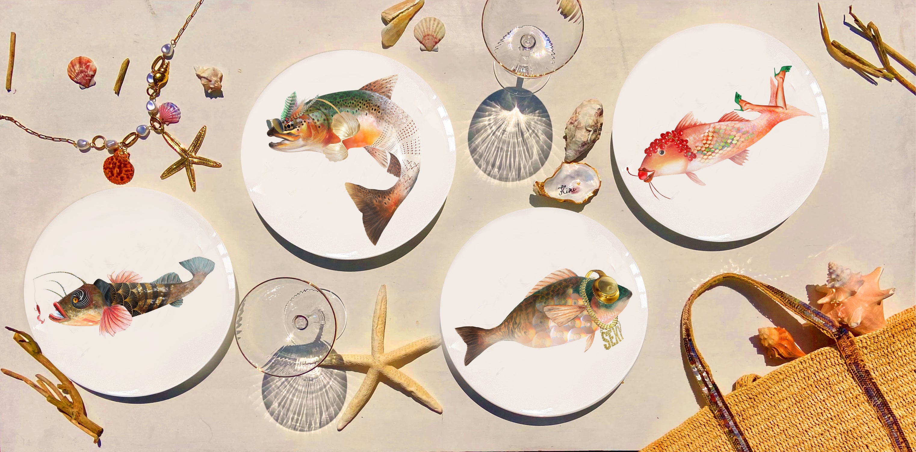 The Culinary Catch no.2 The Sunset Catch – set of 4 dinner plates