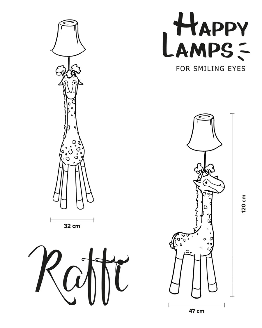 Raffi – De indrukwekkende giraffe – Vloerlamp met LED – Happy Lamps