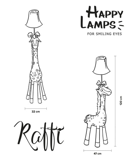 Raffi – De indrukwekkende giraffe – Vloerlamp met LED – Happy Lamps