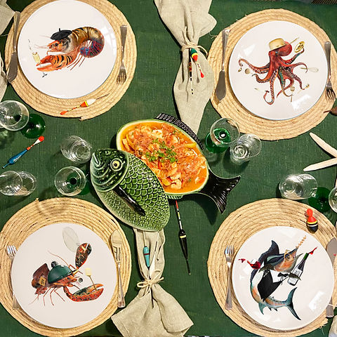 The Culinary Catch – Set van 4 dinerborden