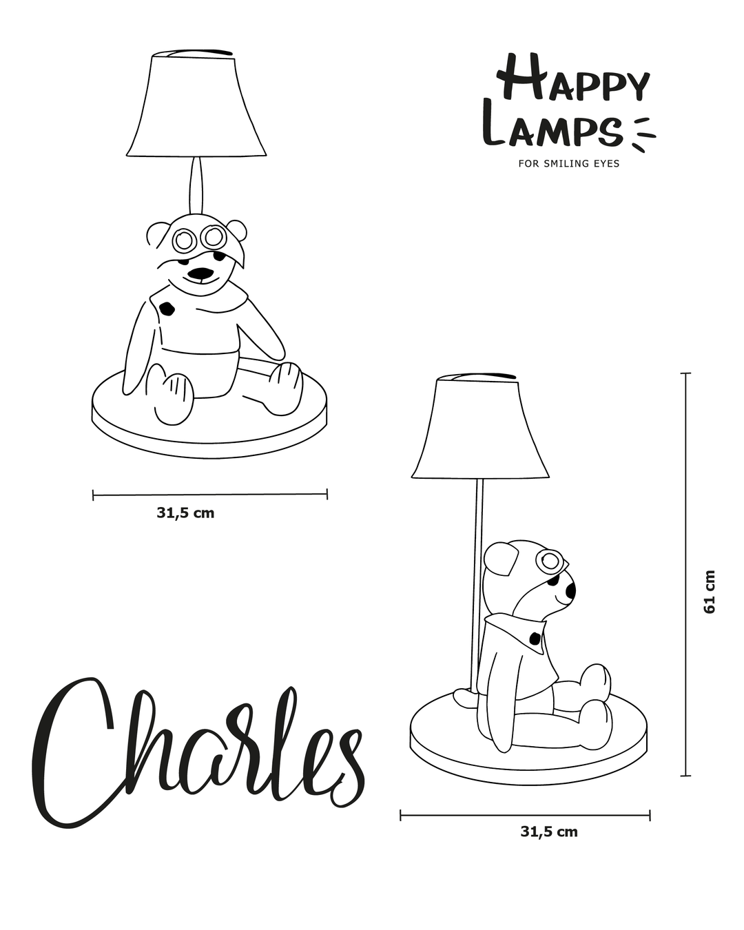 Charles – De avontuurlijke beer tafellamp met LED – Happy Lamps