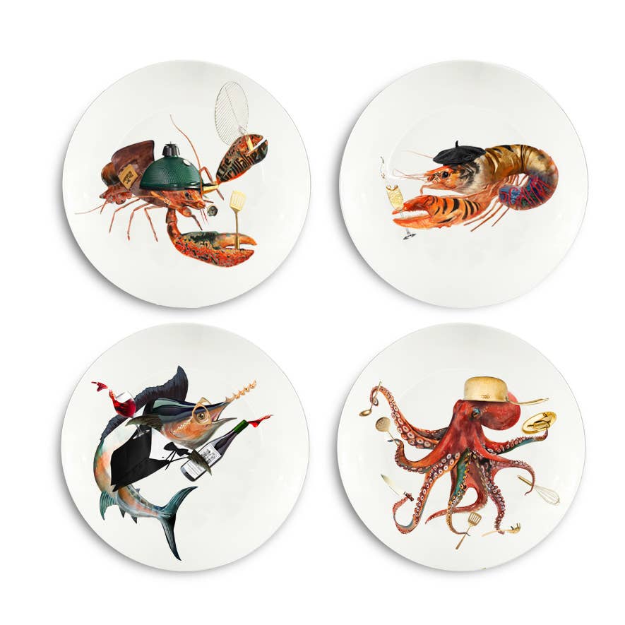 The Culinary Catch No. 1 – set of 4 dinner plates