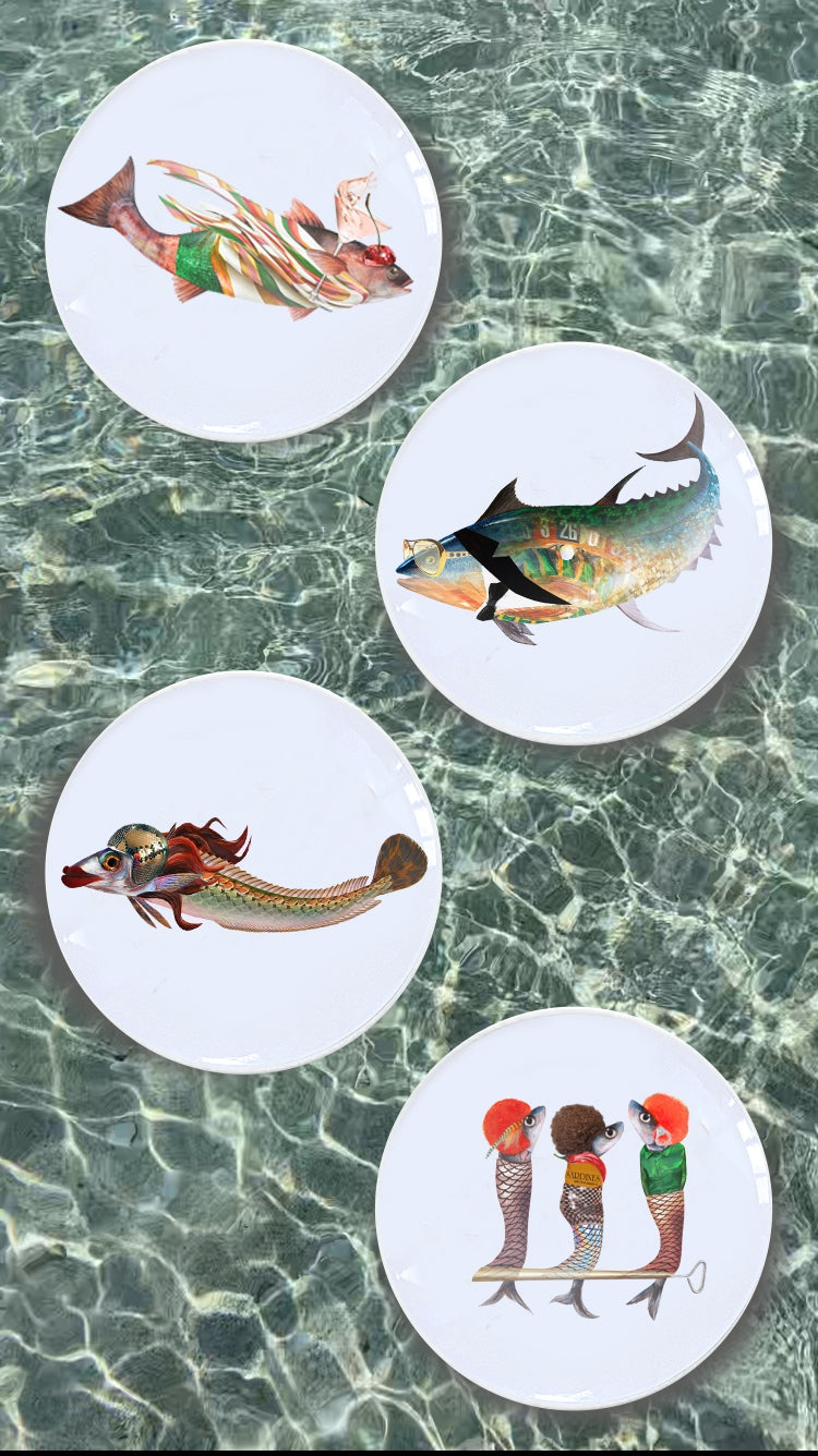 The Culinary Catch no.3 The Nightlife Catch - set of 4 dinner plates