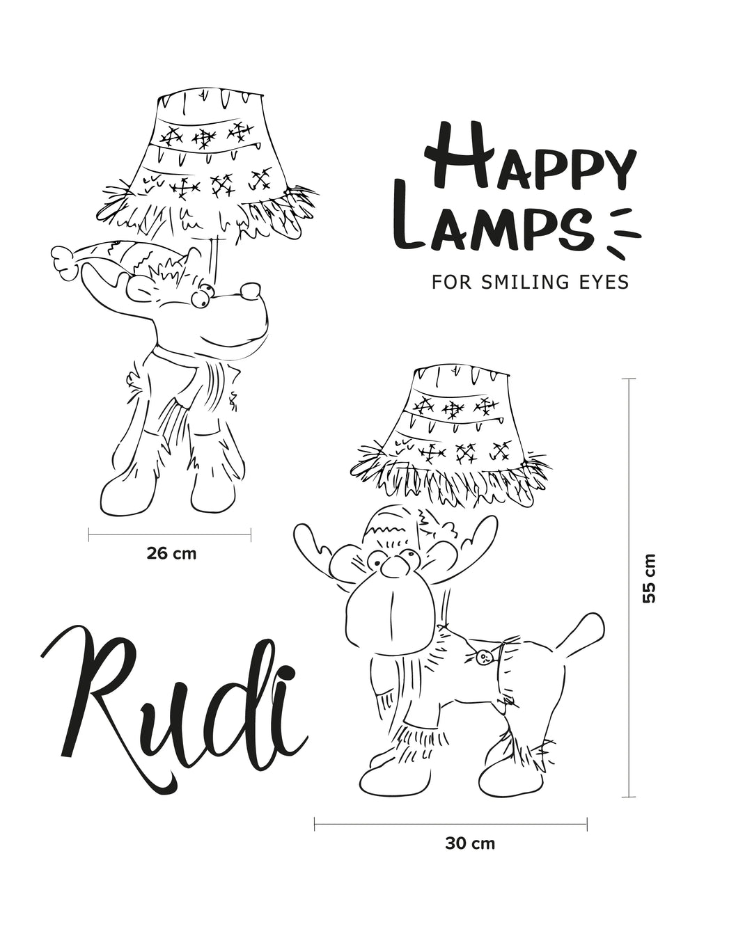 Rudi – Het grappige rendier tafellamp met LED – Happy Lamps