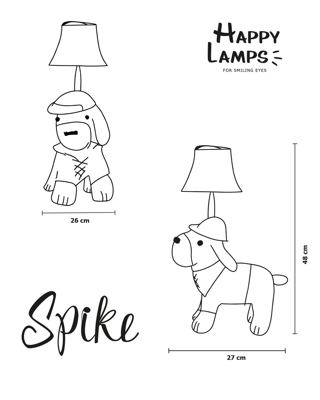 Spike – De zelfverzekerde jachthond – Tafellamp met LED – Happy Lamps