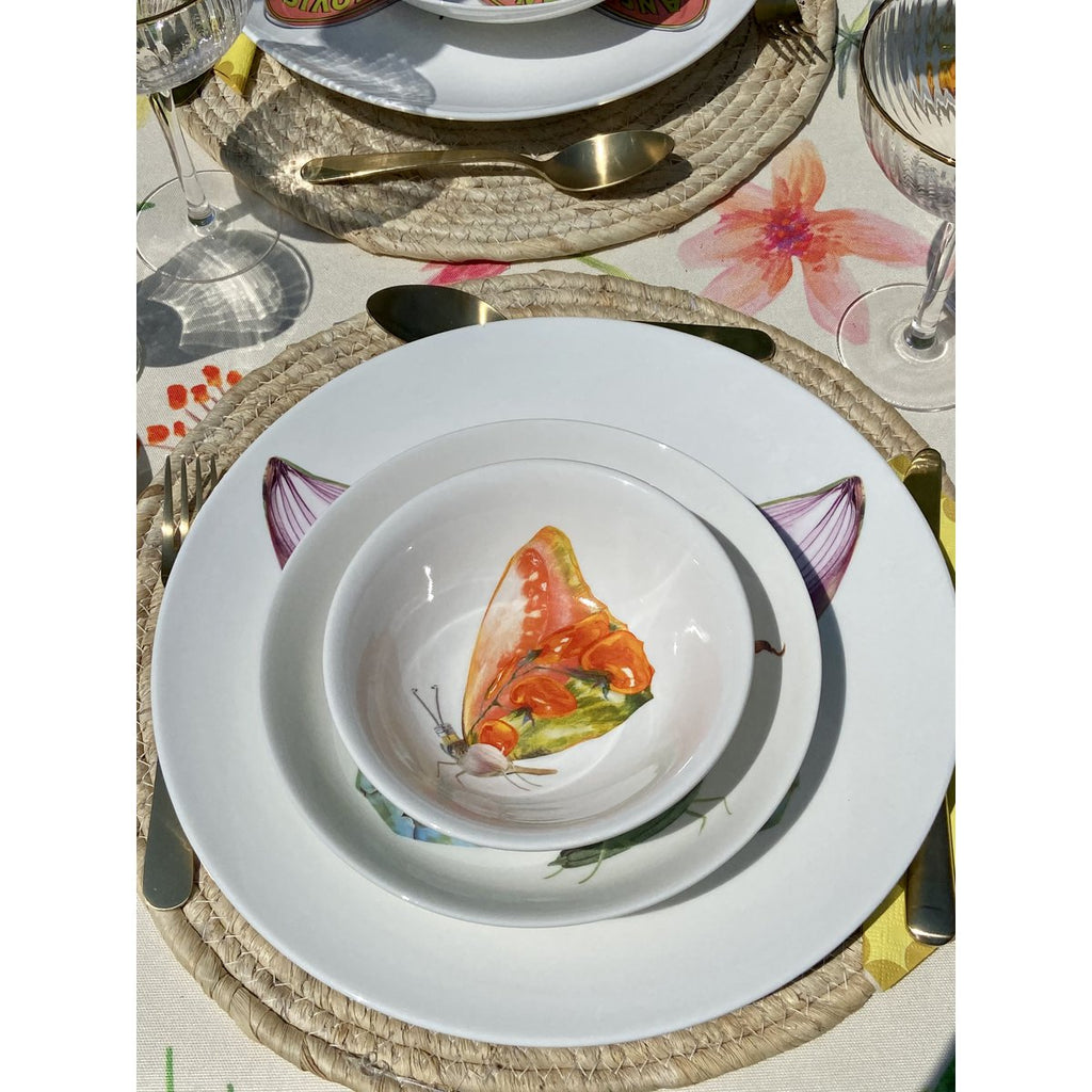 La Dolce Vita di una Farfalla – Picnic Salads | Set of 4 Porcelain Bowls