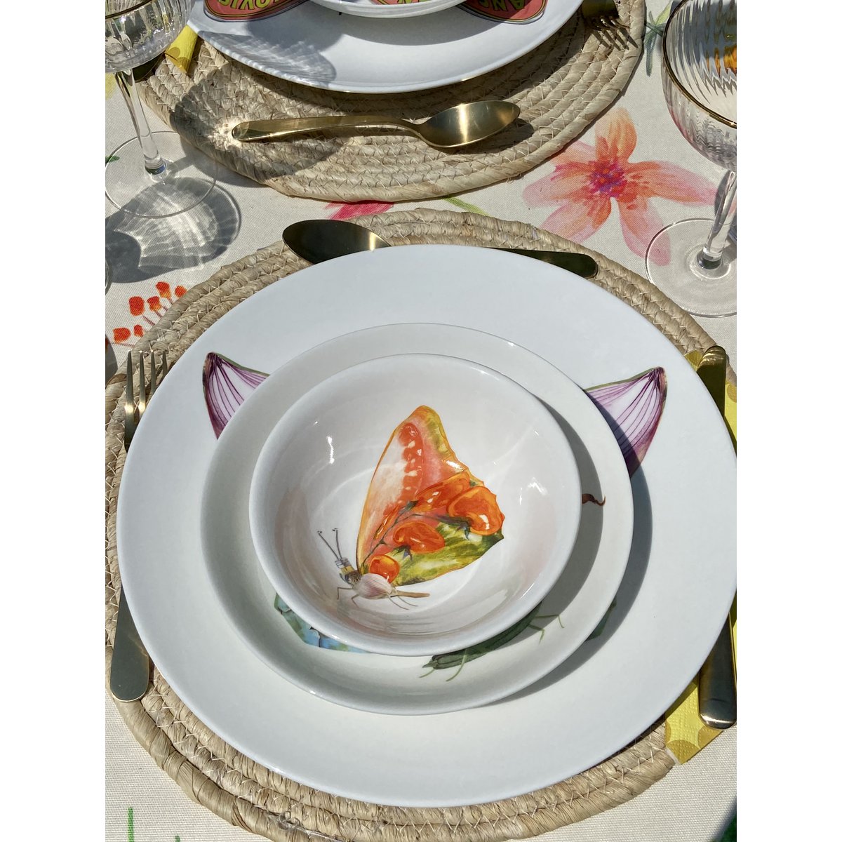 La Dolce Vita di una Farfalla – Picnic Salads | Set of 4 Porcelain Bowls