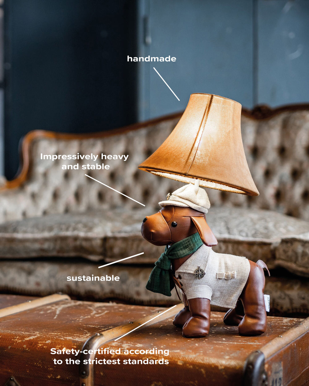 Spike – De zelfverzekerde jachthond – Tafellamp met LED – Happy Lamps