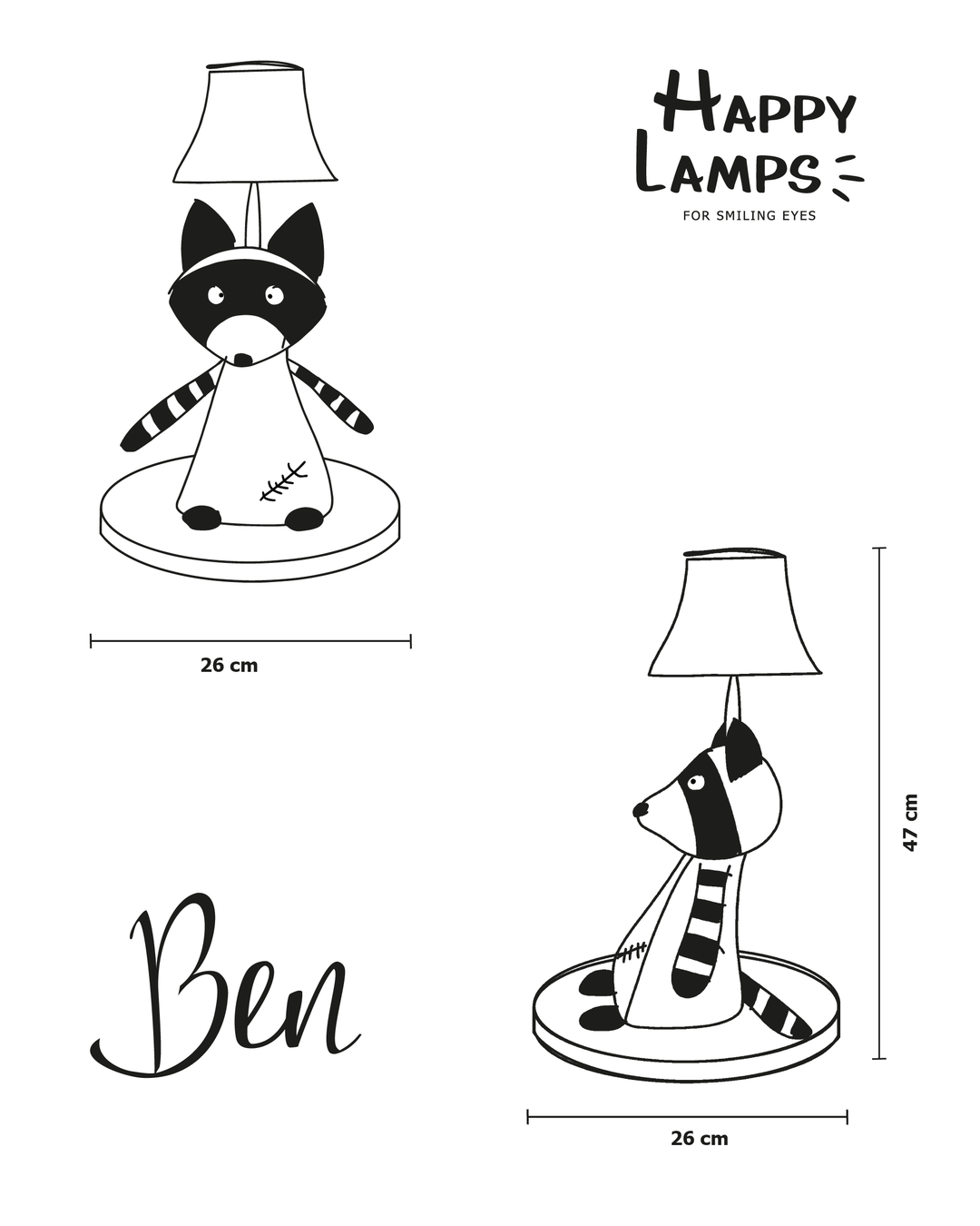 Ben – De ondeugende wasbeer tafellamp met LED – Happy Lamps