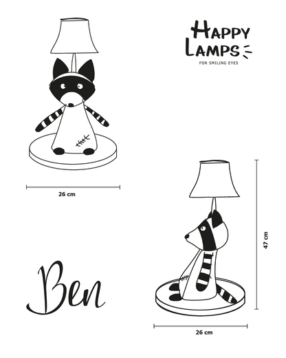 Ben – De ondeugende wasbeer tafellamp met LED – Happy Lamps