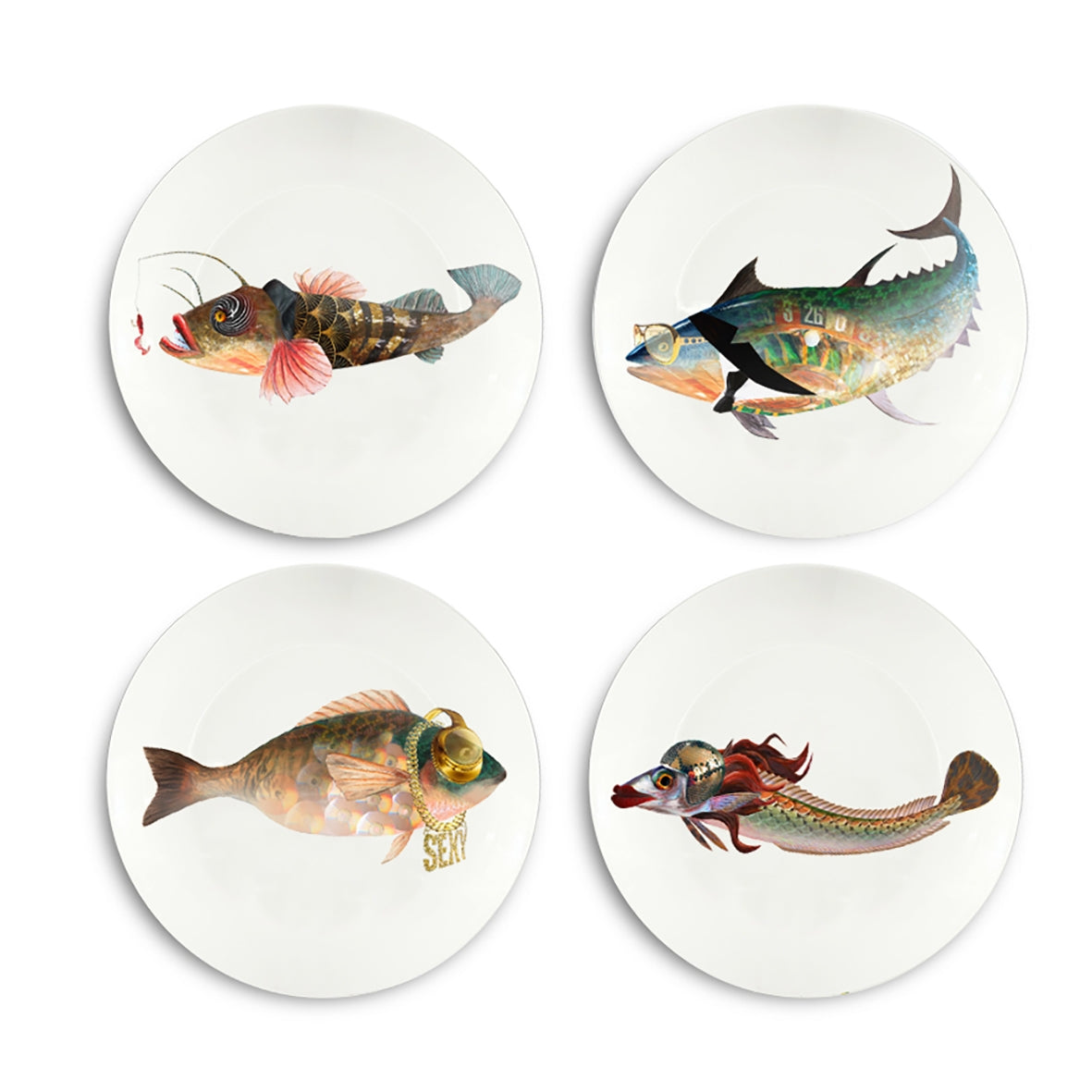 The Culinary Catch no.3 The Nightlife Catch - set of 4 dinner plates