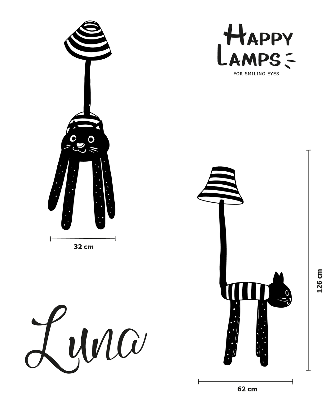 Luna – De lieve kat vloerlamp met LED – Happy Lamps