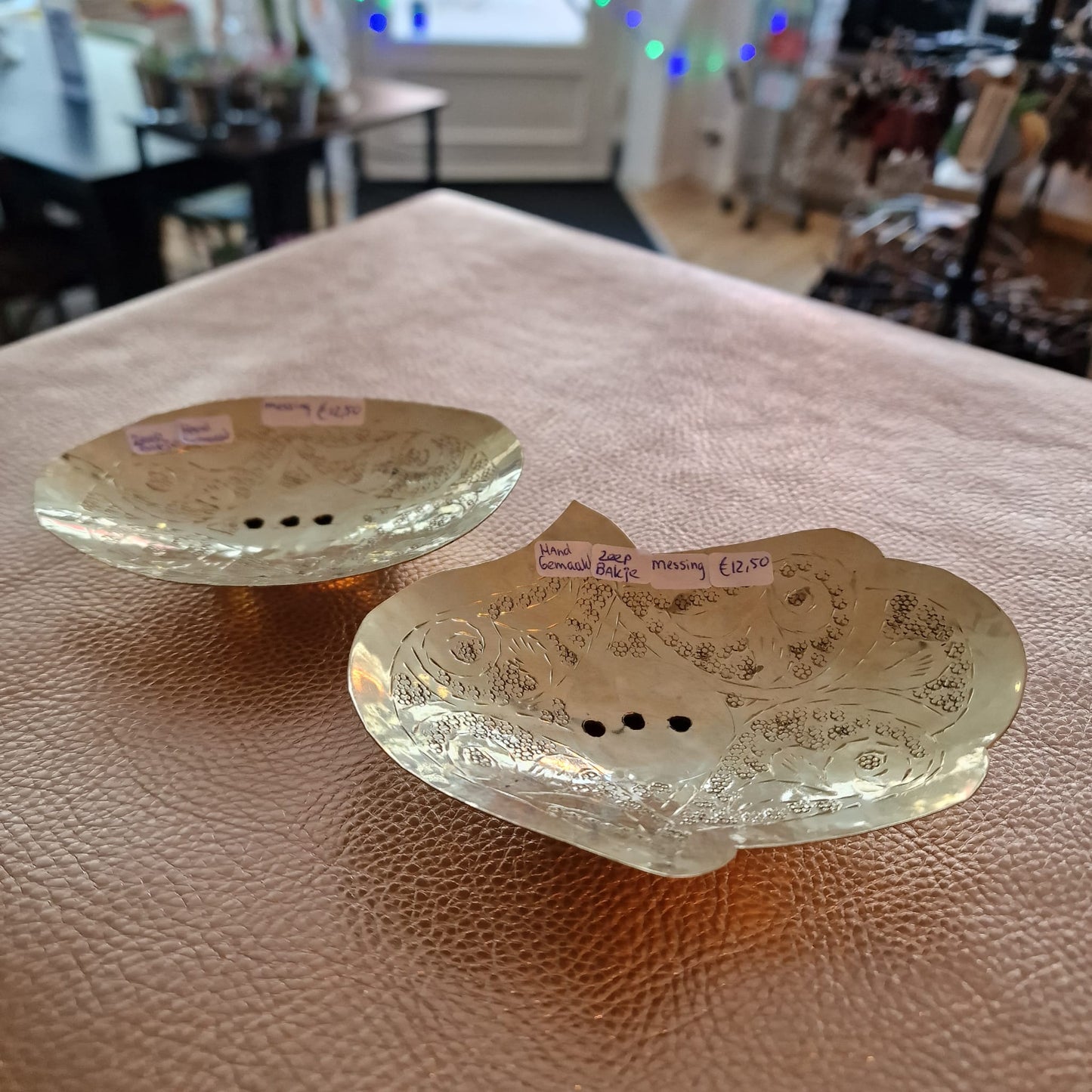 Handmade brass soap dishes